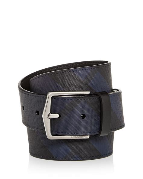 Burberry Men's Joe London Check Embossed Leather Belt